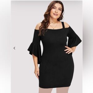 Susana Monaco Open Shoulder Flounce Sleeve Dress (L)